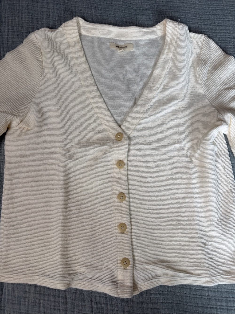 Madewell Cream Button-Front V-Neck Cardigan